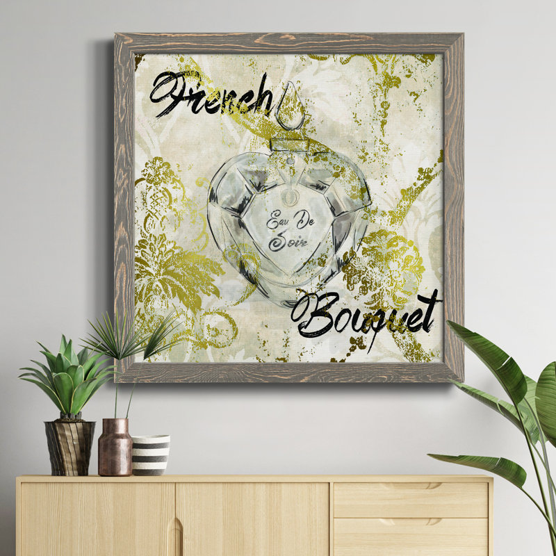 Bouquet français - Peinture sur toile encadrée, H 34,5 po x l 34,5 po x P 1 po, Encadrement gris