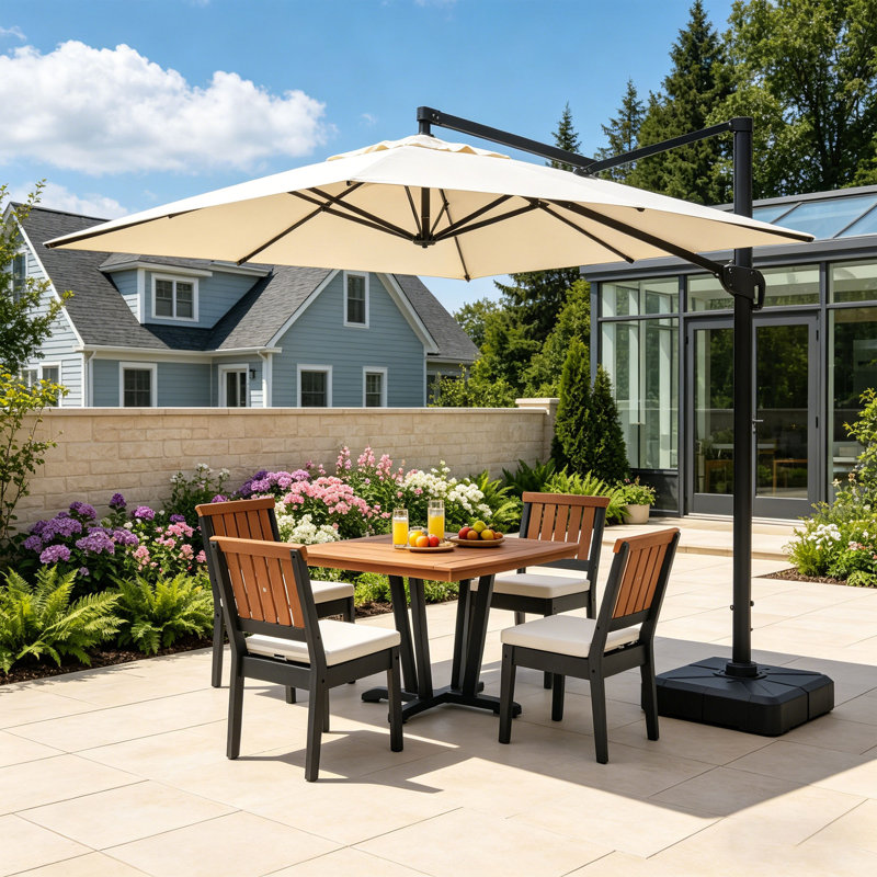 Ensemble de salle à manger de patio en PEHD de 41,6 po Eastlake, mobilier d'extérieur 5 pièces avec fauteuils et pieds en aluminium Eastlake