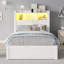 Lit simple en bois avec rangement, lumière DEL et armoire coulissante pour économiser de l'espace et commodité moderne (matelas non inclus)