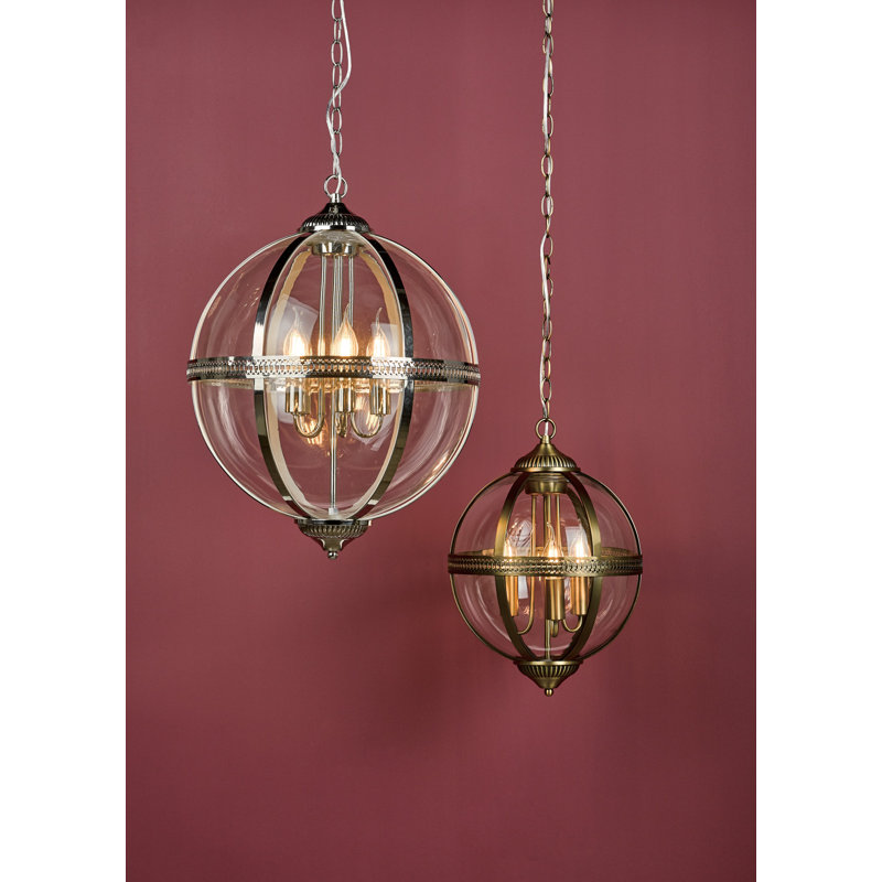 Vanessa Lantern Glass, 3, Antique Brass