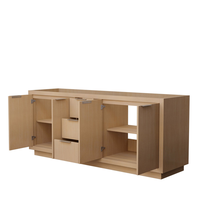 Maroni Light Straw Double Freestanding Vanity Cabinet with Brushed Nickel Hardware