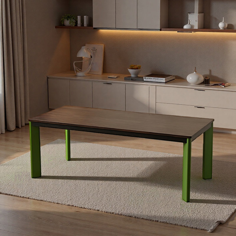 Bureau en chêne rouge et bureau d'ordinateur de qualité unique, H 29,52 po x l 86,61 po x P 35,43 po, Vert