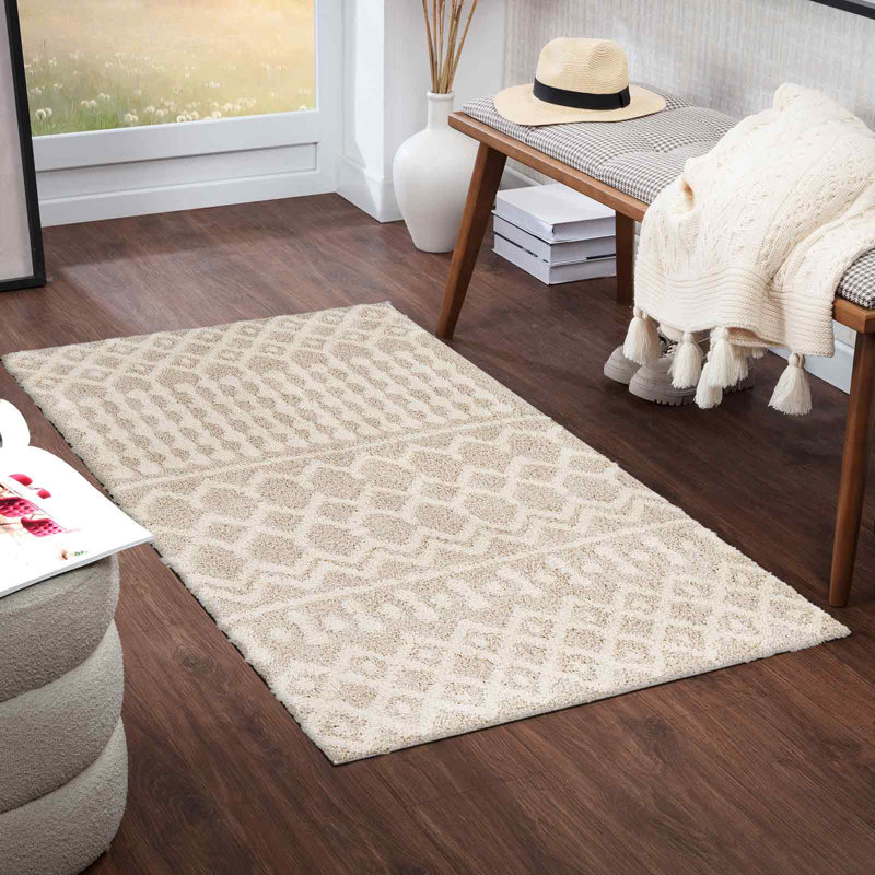 Geometric Shag Area Rug, Rectangle 79 x 152cm