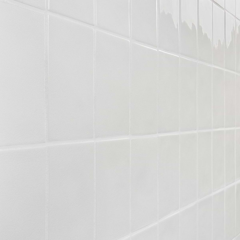Nabi Subway 4.5x9 Subway Polished Glass Tile, Glacier White