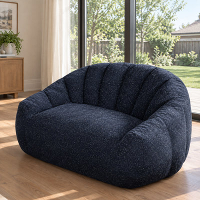 Canapé à pois 2 places à paillettes bleues moelleuses, chaise longue à accoudoirs incurvés larges, éponge haute densité, paquet non assemblé