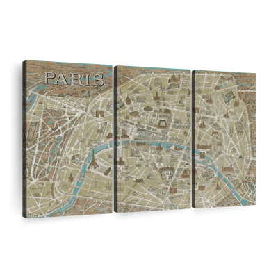 " Monuments Of Paris Map Blue "