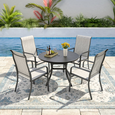 4 - Person Metal 41" Round Patio Dining Table Set