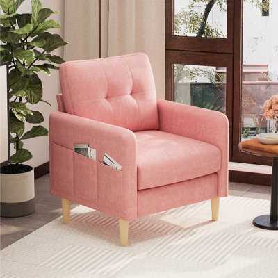 Fauteuil capitonné moderne en chenille avec poches de rangement l 31 po George