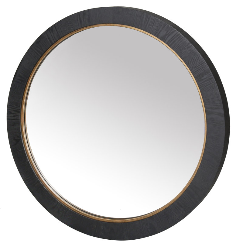 Paulson Round Wood Mirror, Black