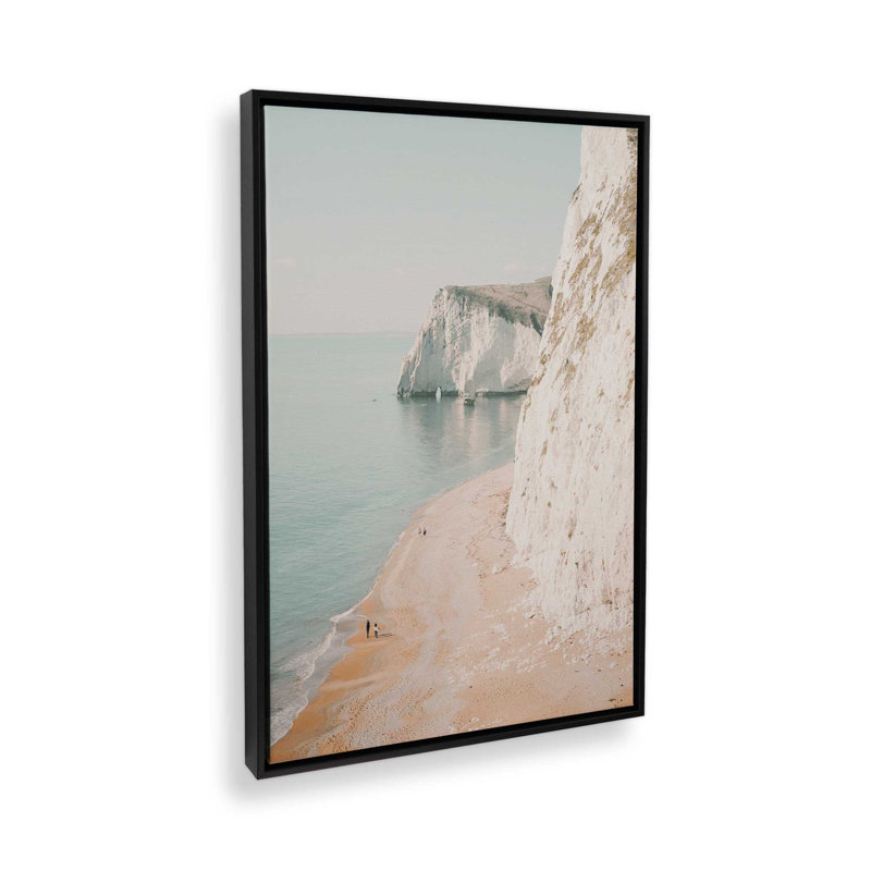 Impression sur toile roulée Coastal Cliffside Walk, Cadre flottant noir satiné, H 18,75 po x l 12,75 po x P 1,75 po