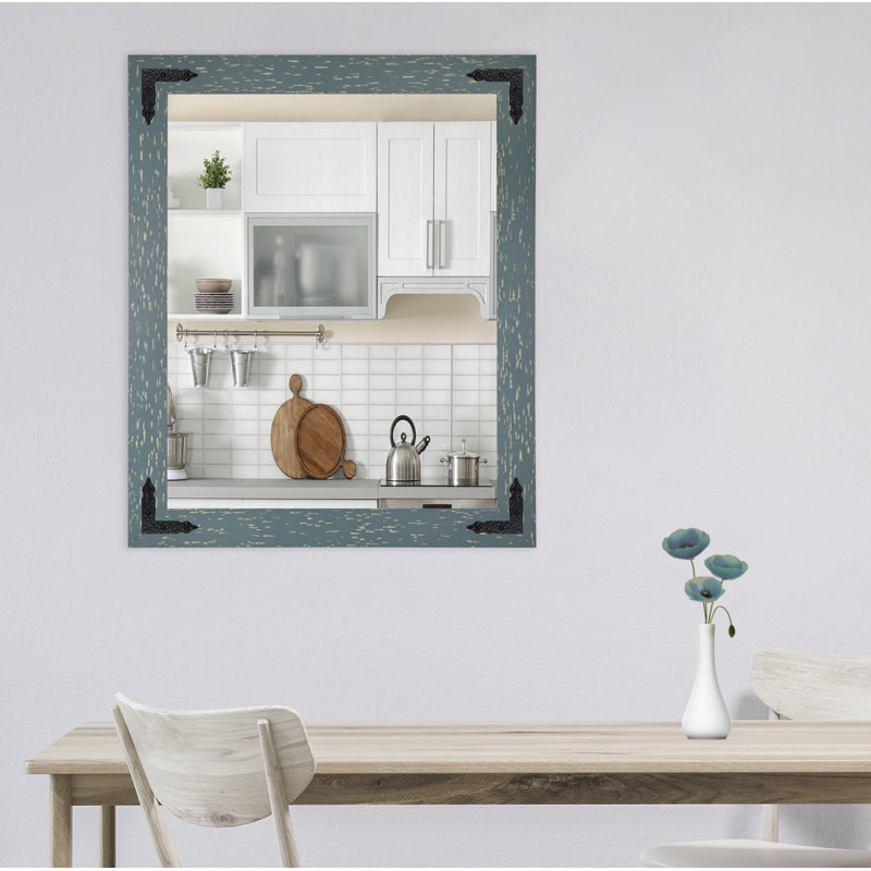 Miroir décoratif à fixation murale moderne & Karp, 38 po x 32 po, Bleu