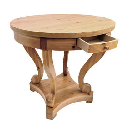 Table de cuisine avec pieds incurvés et tiroirs latéraux, tiroirs de salon en bois naturel pour une sensation confortable,