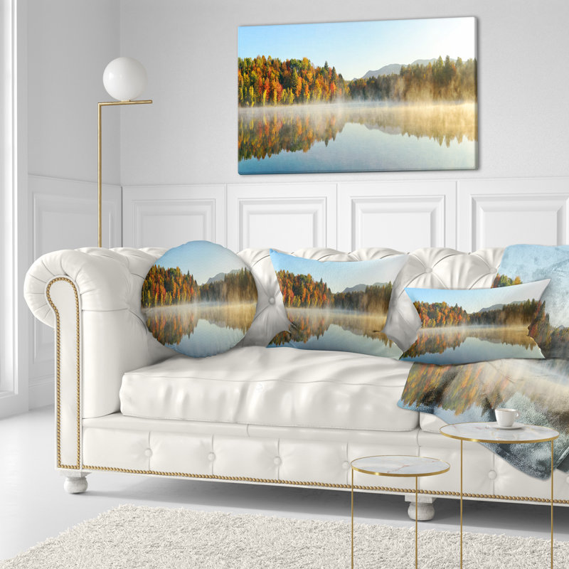 Coussin décoratif en feuillage de feuillage seascape lake automne