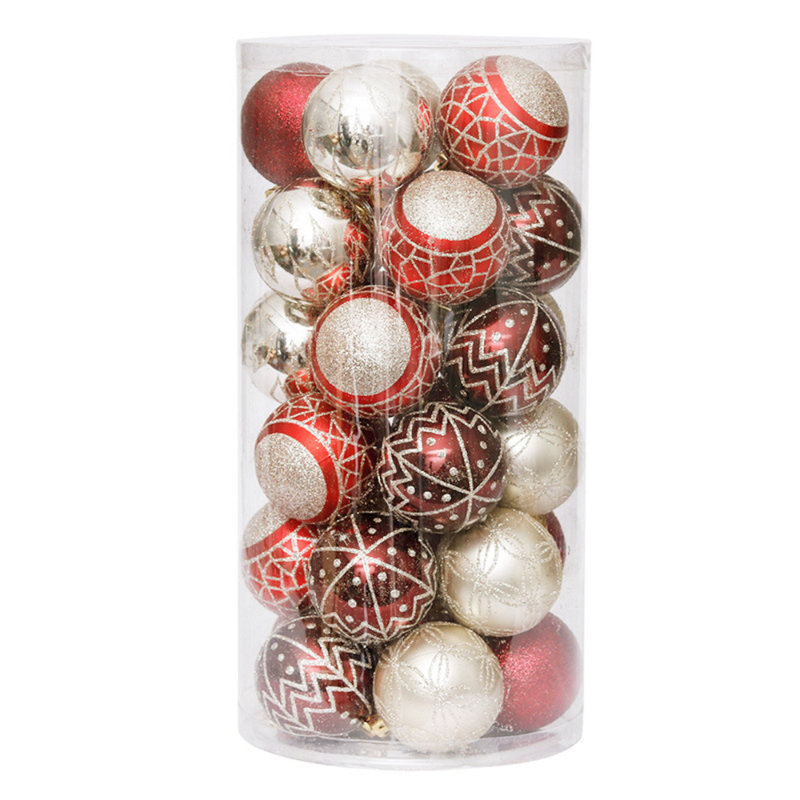 30 Piece Shatterproof Ball Ornaments Set, Red/Silver/Bronze