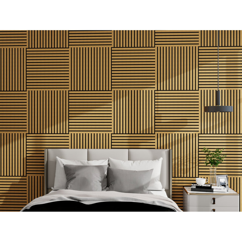 Panneaux acoustique et panneaux de bandes en bois pour murs et plafonds, Noyer