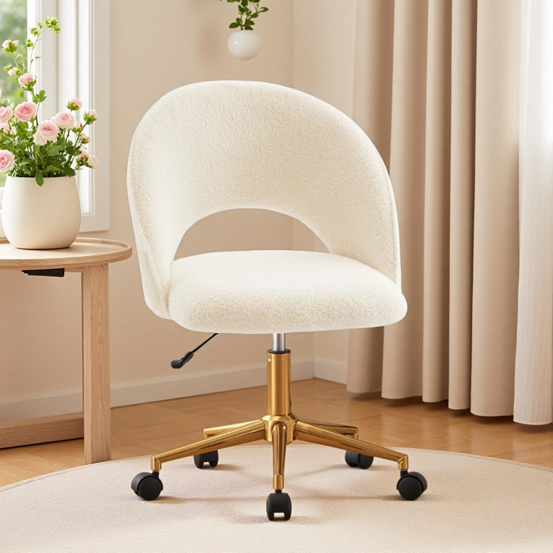 Chaise de travail rembourrée à hauteur ajustable, Tissu éponge blanc