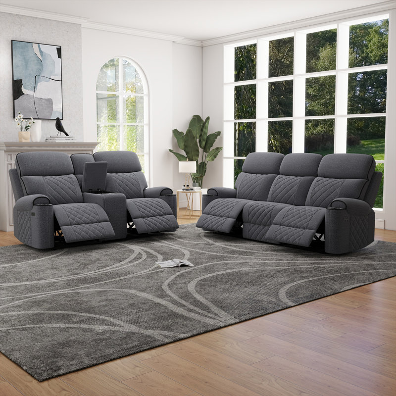 Ensemble de salon inclinable 2 pièces en chenille douce et moderne 2 pièces