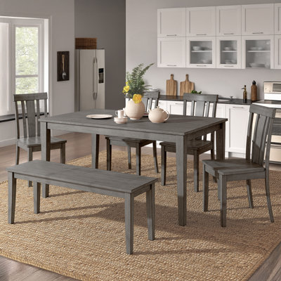 Alexa-Mae 6 - Person Solid Wood Top Four Leg Dining Set