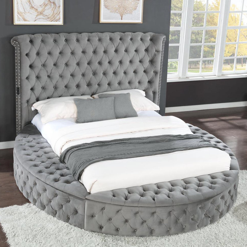Joccoaa Queen 3PC Gray, Gray, Queen, 3 Pcs: Bed, 2 Nightstands