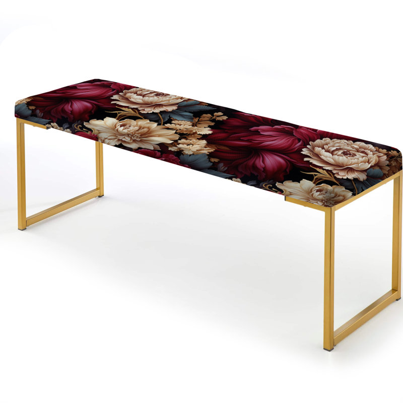Banc floral rembourré or, Royal Red And Beige Peony Garden Grace