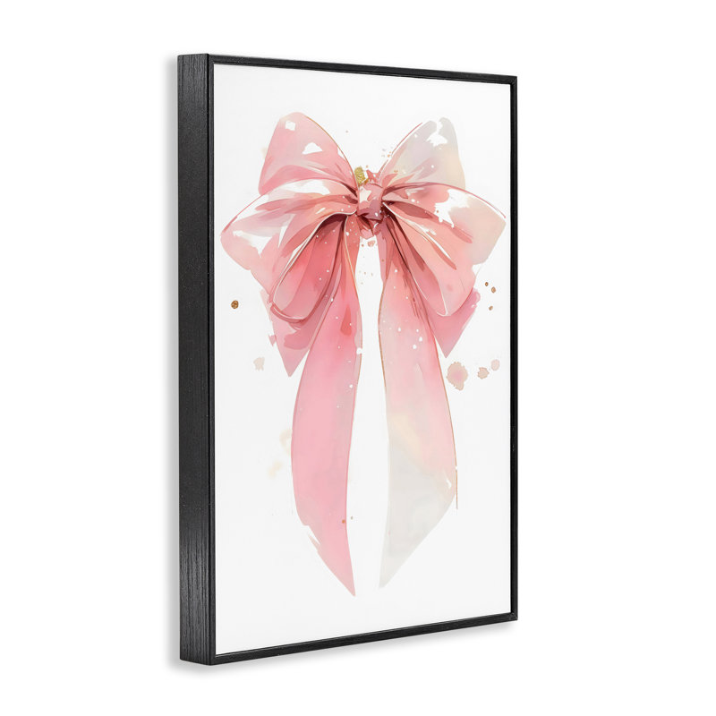 Modern Elegant Pink Bow Framed Giclee, design by Creative Studio, 30" H x 20" W, Midnight Black Framed Giclee