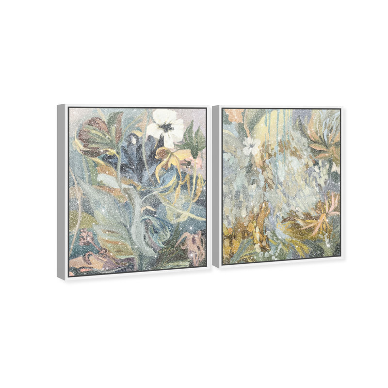 Moss Overlap Set Set by Oliver Gal, 42"H x 34"W, White Floater Frame