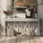 60''Acacia Veneer Console Table With 4 Spacious Drawers, Modern Crisscross Design Entryway Table With Open Bottom Storage,Farmhouse Sofa Table For Living Room,Kitchen,Dining Room,Hallway-1153253576