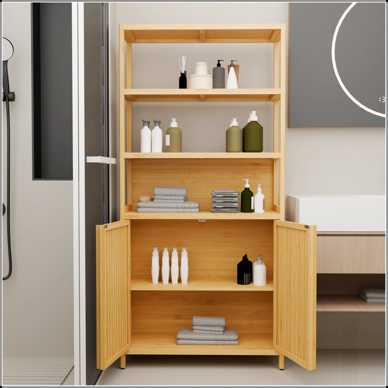 Support de rangement multi-scène haute capacité à deux portes de 64 pouces de hauteur, parfait pour organiser et maximiser l'espace dans n'importe quelle pièce.
