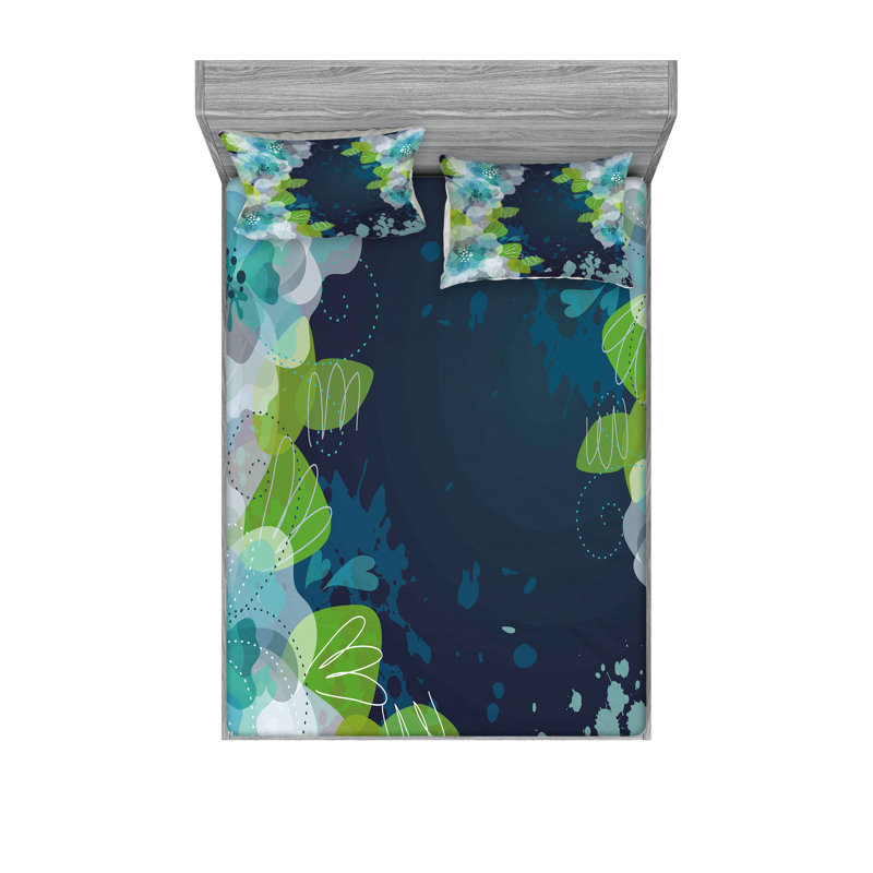 Ensemble de draps et taies décoratives bleu marine Ambesonne, Ensemble de draps pour très grand lit + 1 drap-ho