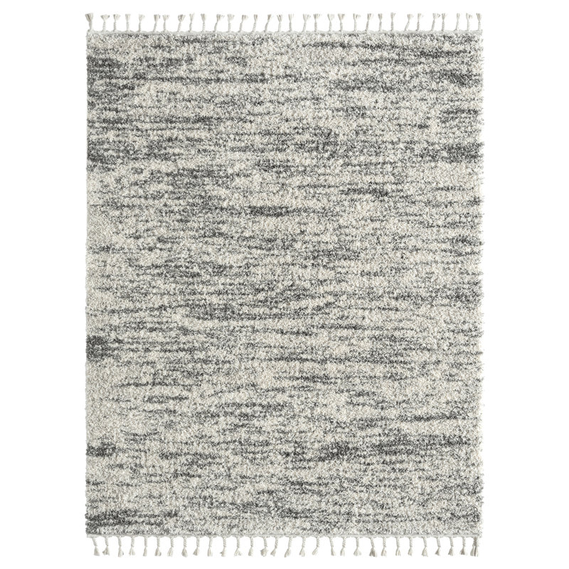 Tapis gris à poils longs Bruford, Rectangle 5 pi 3 po x 7 pi 6 po