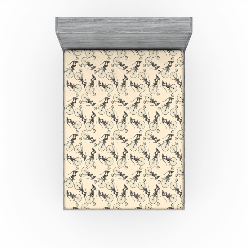 Drap-housse Ambesonne, Drap-housse grand, Chameau pâle, gris anthracite, gris / géométriq