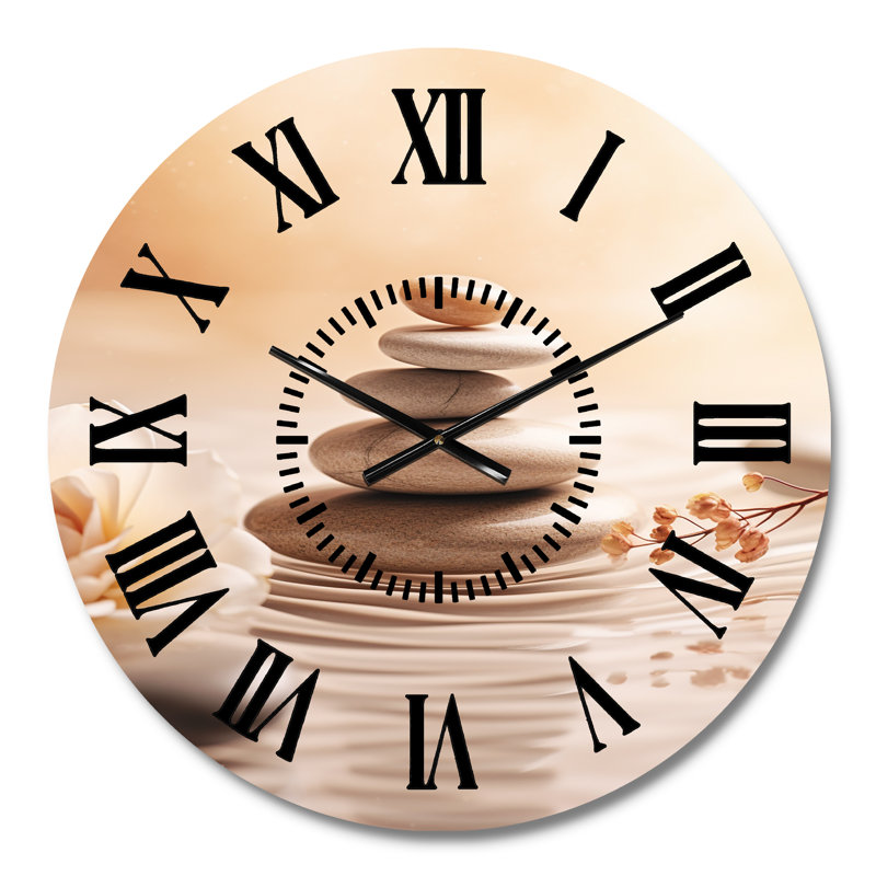 Horloge murale spa avec pierres noires Zen Serenity Balance Spa, Médium