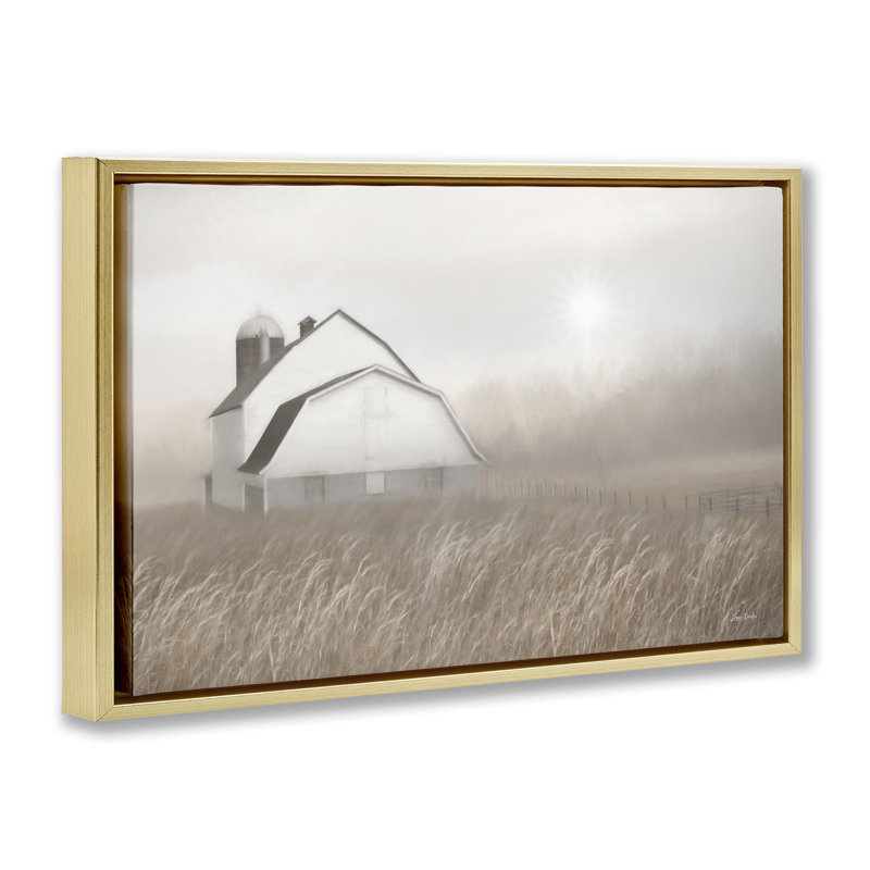 Toile flottante Windblown Farm Grasses par Lori Deiter, Cadre flottant métallique doré, H 17 po x l 25 po