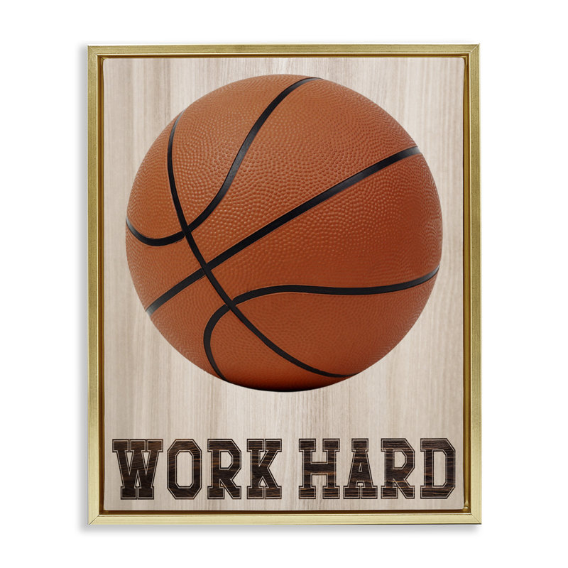 Cadre de travail flottant de basketball Work Work, design par Marcus Prime, H 31 po x l 25 po, Cadre flottant métallique doré