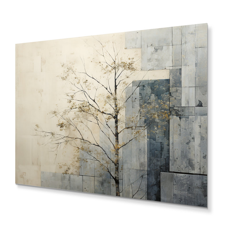 «Gray and White Nature Split I» sur, H 16 po x l 32 po