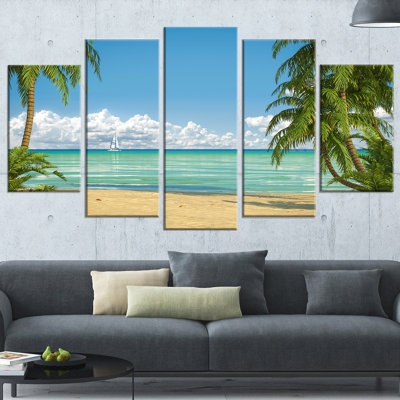 « Palms at Caribbean Beach », ensemble de 5 toiles tendues