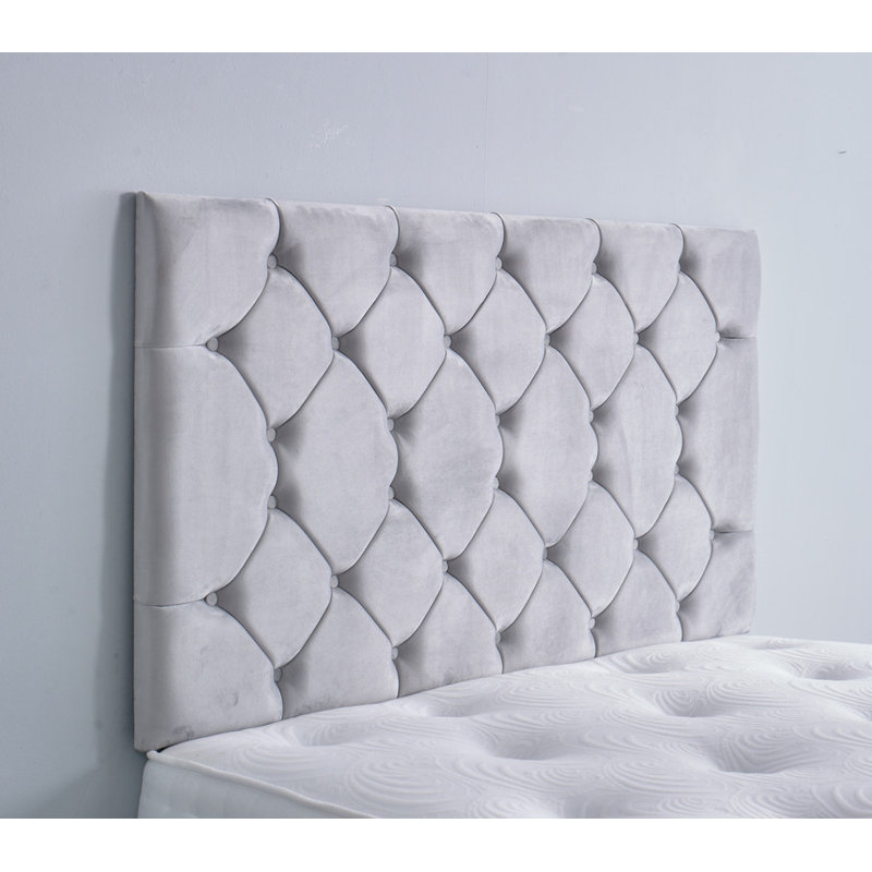 Upholstered Velvet Headboard, Super King (6'), Silver