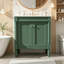 Meuble-lavabo de salle de bain avec lavabo en céramique, portes à fermeture douce et pieds en bois-129582137