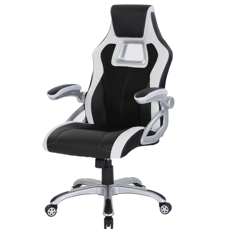 Fauteuil de jeu Lahey, Blanc / argent