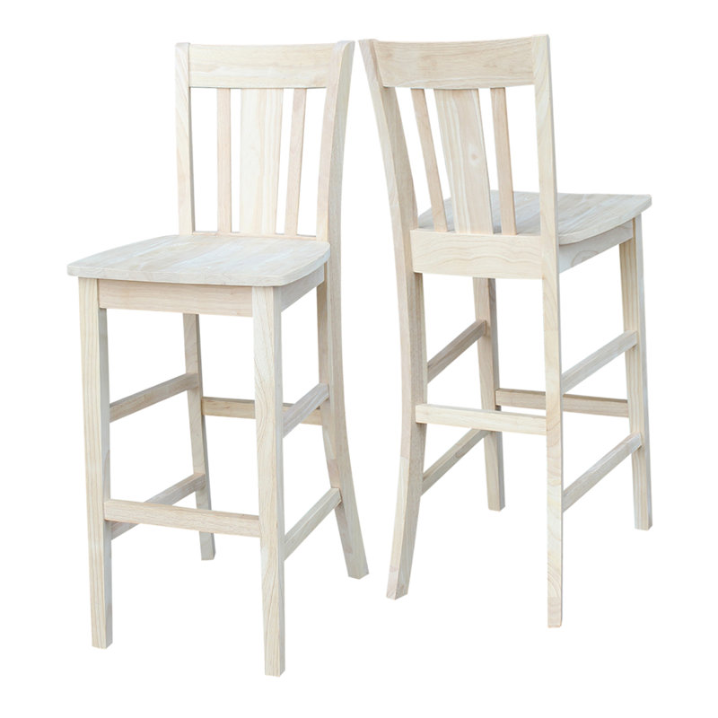  Tabouret de bar en bois massif Guzik, Tabouret de bar (siège d'une hauteur de 30 po), Non fini