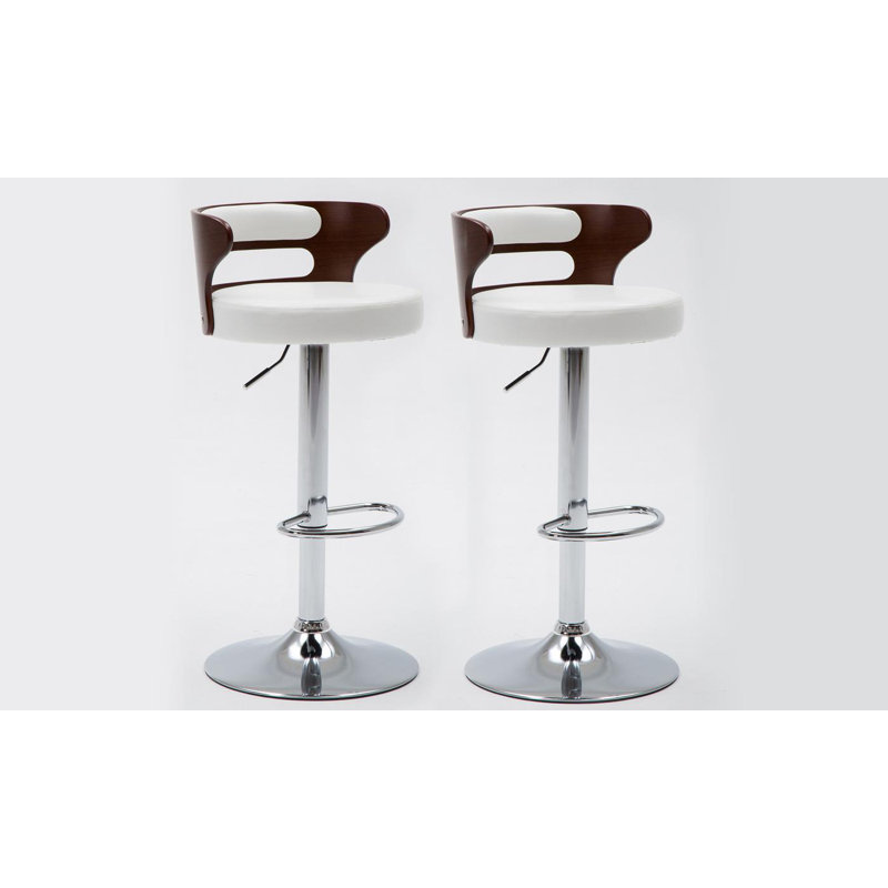 North Reading Swivel Upholstered Adjustable Height Counter Stool with Metal Frame, White