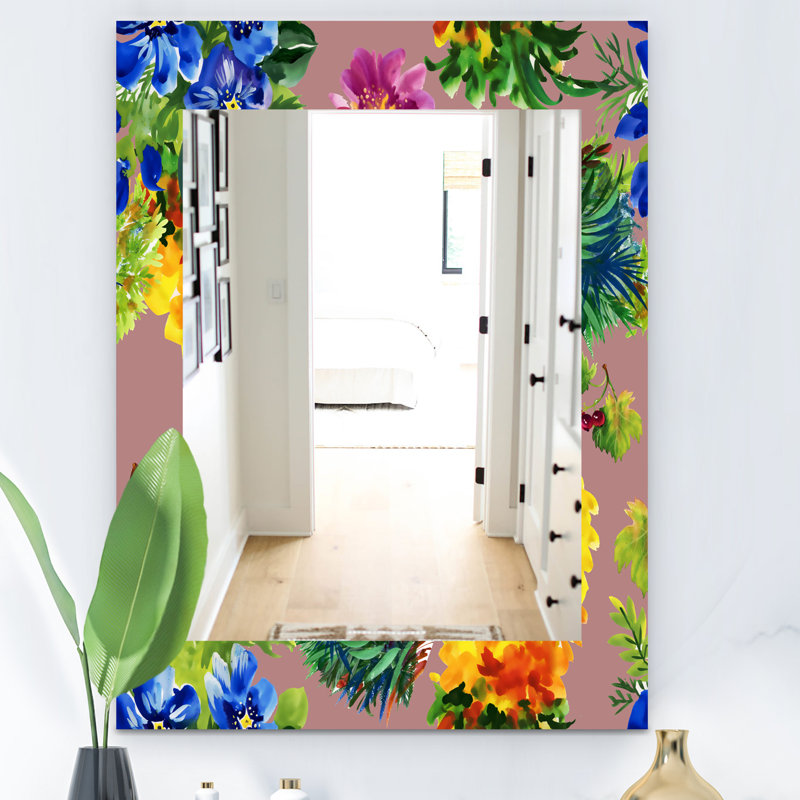 Miroir mural avec peu de baies fleur, H 24 po x l 32 po