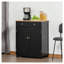 Armoire de rangement de cuisine moderne avec comptoir en bois d'hévéa massif HOMcom, buffet en acier noir avec 2 tiroirs, tablette et portes réglables