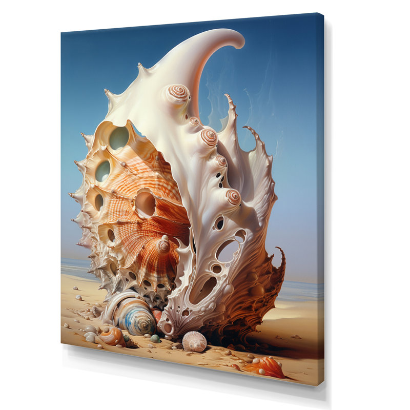 Lithalsa abstrait coquillages surréels - impression, H 20 po x l 12 po x P 1 po, Toile tendue