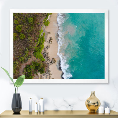 " Aerial view of turquoise tropical island beach " Print