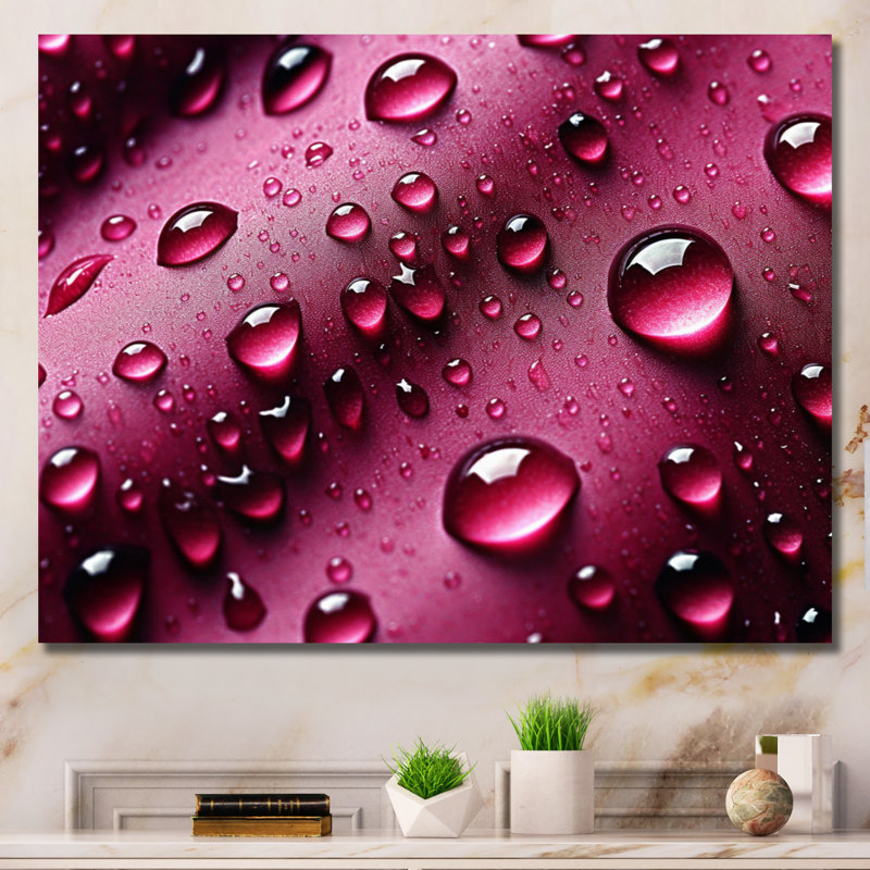 «Red Rose with Raindrops X», reproduction sur toile encadrée, H 16 po x l 32 po x P 1 po, Toile tendue