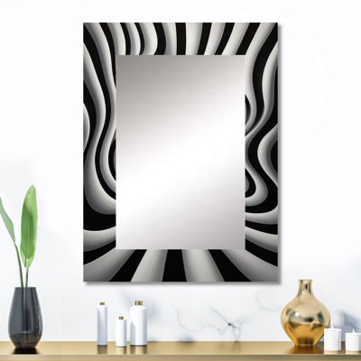 Noir et blanc, art optique Dream I - Op Art, grand miroir mural, miroir moderne unique