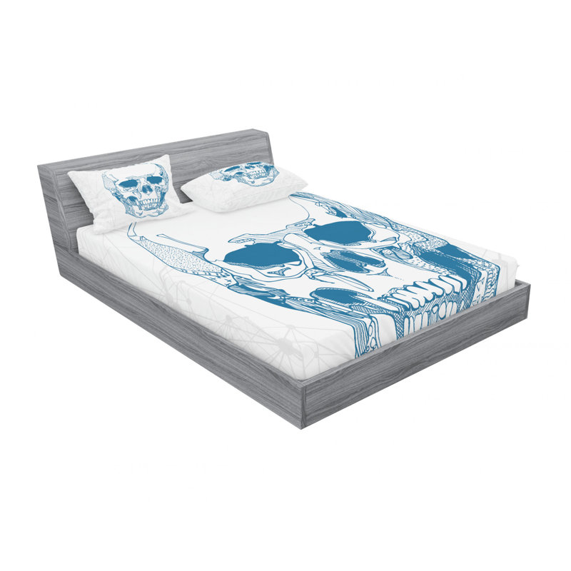 Ensemble de draps Skull with Science Elements, Ensemble de drap pour grand lit avec drap-housse