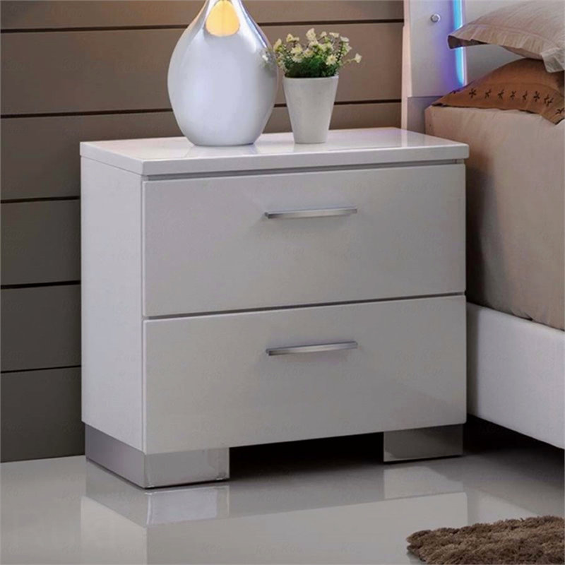 2-Drawers Bedroom Nightstand With Chrome Legs
