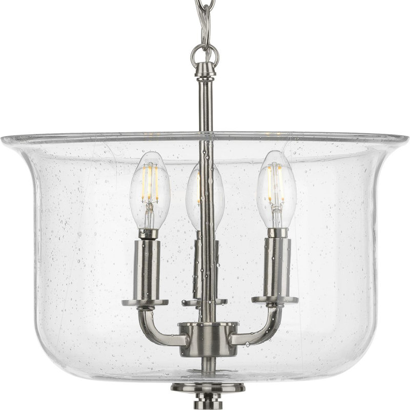Lustre unique à 3 lumières Nedmond, Nickel brossé